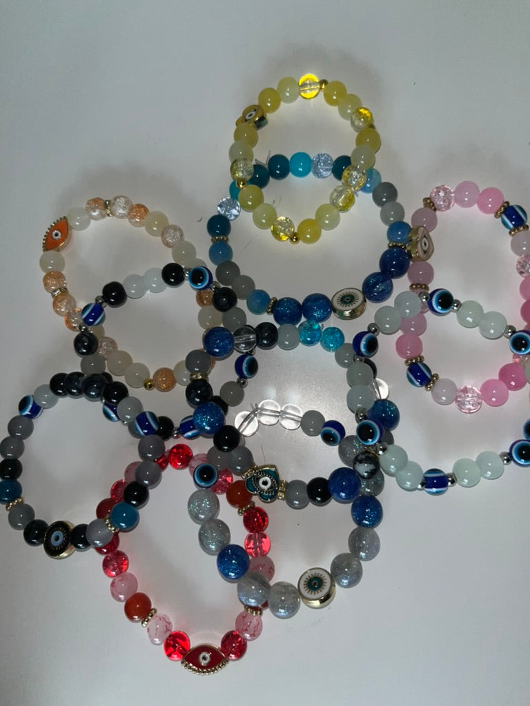 Evil Eye Crystal Bead Bracelets