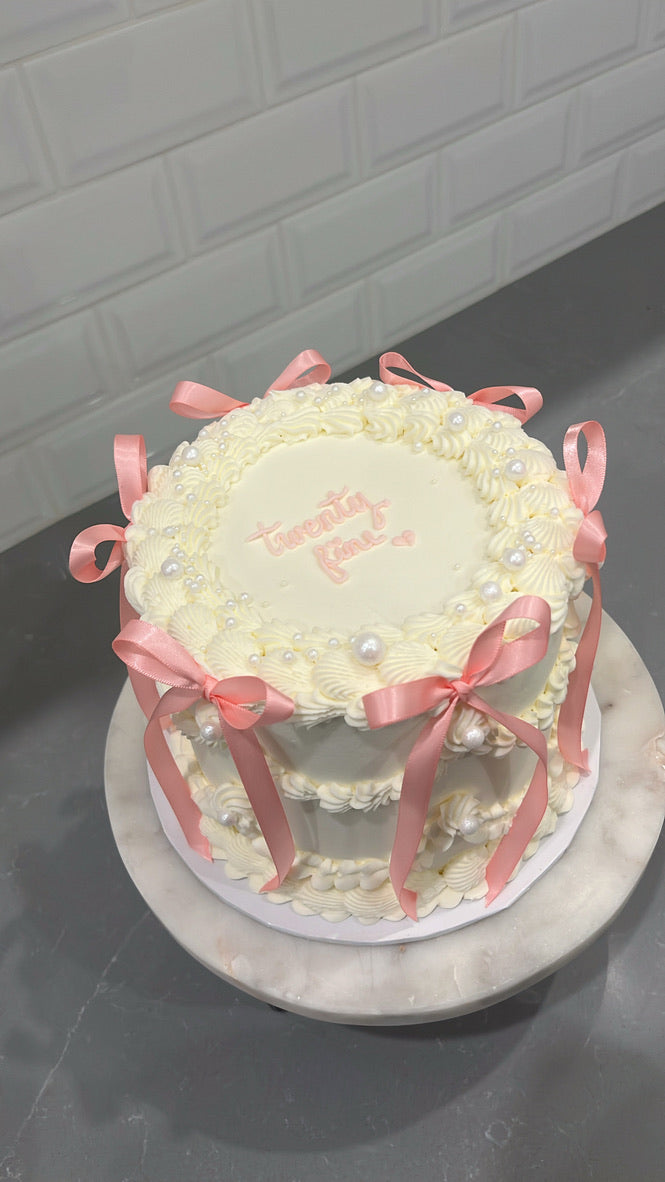 Bows & Buttercream Cake