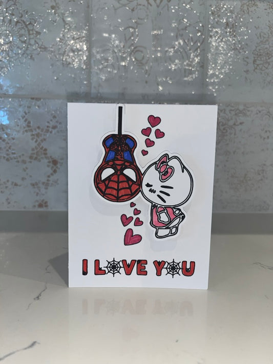 Spiderman Hello Kitty 'I Love You' Card